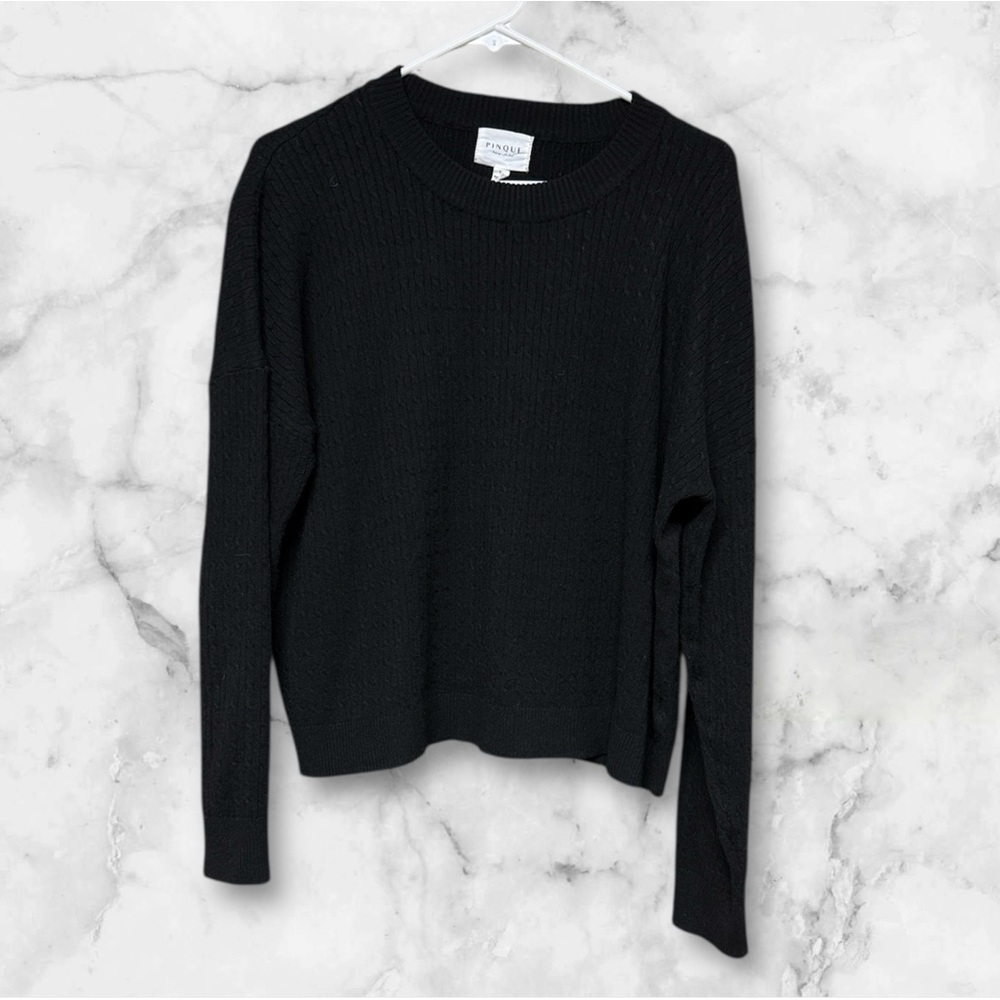 Pinque Black ribbed Knit Pullover crewneck sweater large
